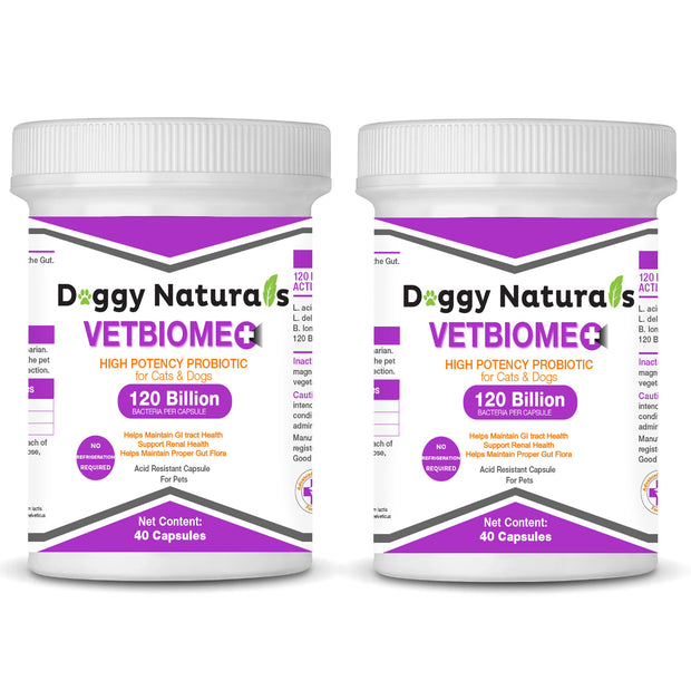 Vetbiome Plus Probiotics for Pet - 120 Billion CFUs ( 40 Capsules ) Made in U.S.A - NO Refrigeration Required !!