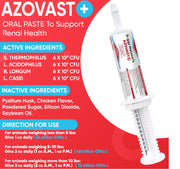 Oral Paste Azovast Plus Kidney Health Supplement for Dogs & Cats, Oral Paste (60 cc) - NO Refrigeration Required-Manage Toxins, Kidney Functions (Chicken Flavor)