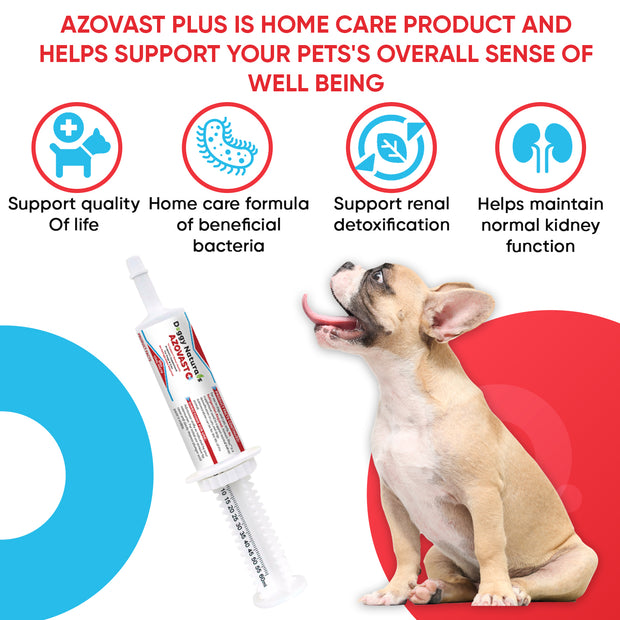 Oral Paste Azovast Plus Kidney Health Supplement for Dogs & Cats, Oral Paste (60 cc) - NO Refrigeration Required-Manage Toxins, Kidney Functions (Chicken Flavor)