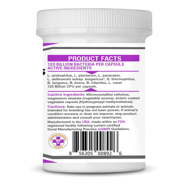 Vetbiome Plus Probiotics for Pet - 120 Billion CFUs ( 40 Capsules ) Made in U.S.A - NO Refrigeration Required !!