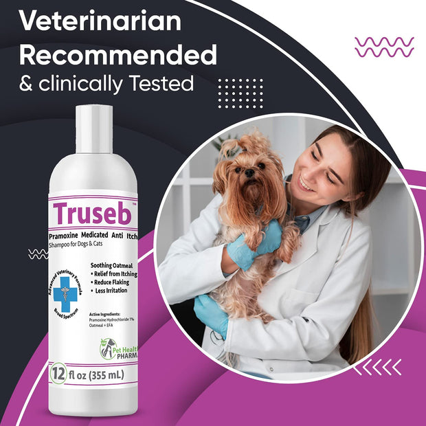Truseb Pramoxine HCL 1% Medicated Shampoo for Cats and Dogs (12 Oz)